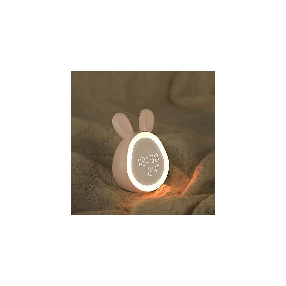 Alarm Clocks For Bedrooms With Snooze And Night Lights, Digital Alarm Clock With Thermometer, Volume And Brightness Adjustable,  Pink, Bunny Shaped