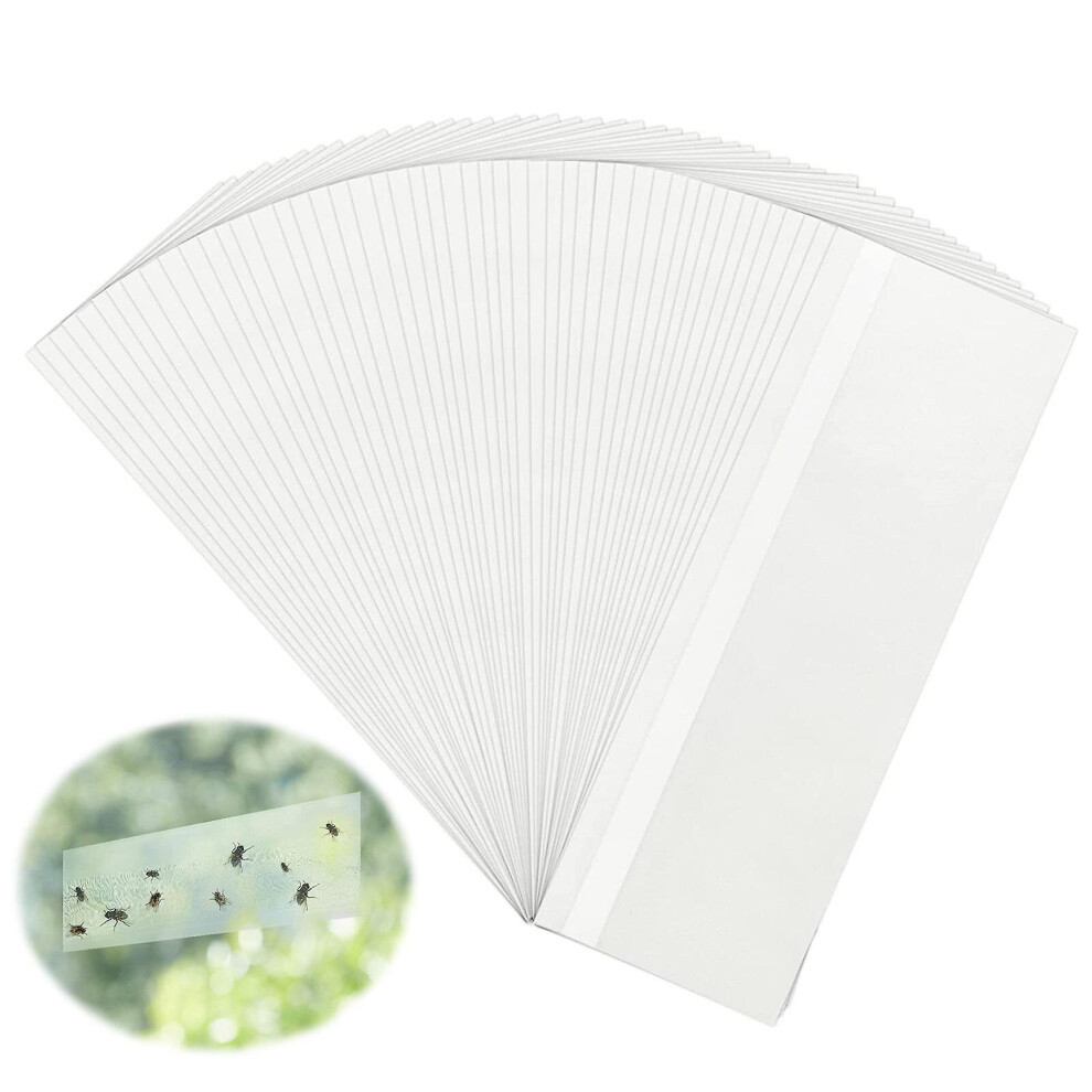 50 Pcs Window Fly Traps for Indoor, Fly Paper Sticky Strips, Fly Catcher Clear Windows Trap for Home