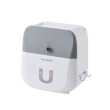 (Grey White) 3 Colors Toilet Tray Roll Paper Tissue Holder Waterproof Wall Mounted Storage Box Shelf