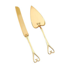 Wedding Cake Knife And Server Set, Personalized Gold Cake Serving Set, Engraved Cake Cutting Set For Wedding(2pcs, Gold)