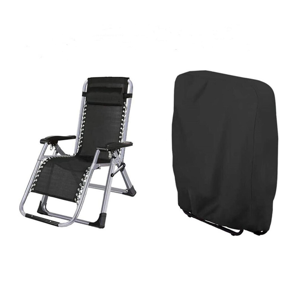 Outdoor Zero Gravity Chair Cover - Waterproof, Dustproof All-Weather Protection for 2 Folding Loungers (71x20x34x110 cm), 210D Polyester, Black-image-OPC-PCHBYKR-NEW