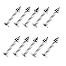 3x10pcs Silver Stainless Steel Labret Lip Ring Spike Stud Piercing Chip Bars