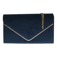 (Navy) Girly Handbags Faux Suede Envelope Clutch Bag