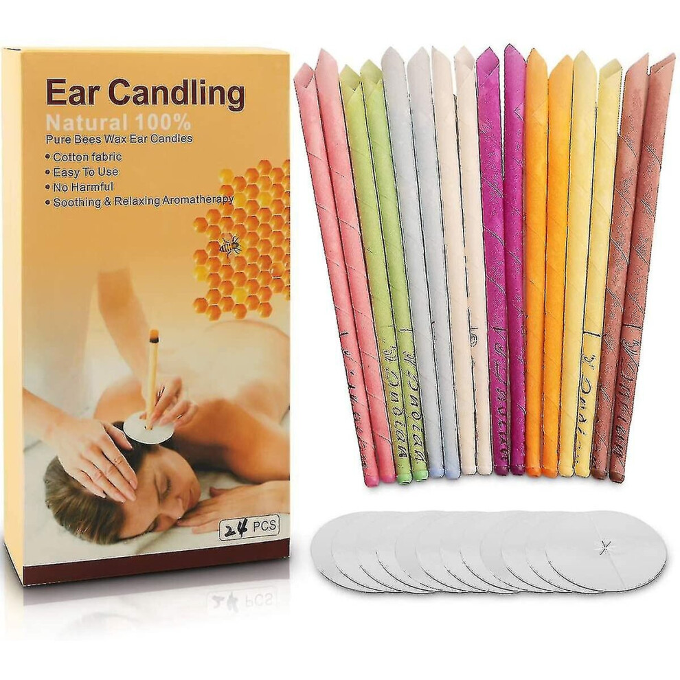 24pcs Natural Ear Candles,beeswax Hollow Cone Candling Non-toxic-image-OPC-PCHC6X6-NEW
