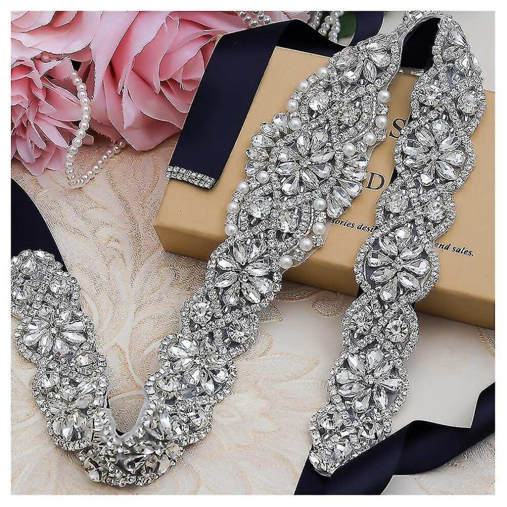 Yanstar Bridal Belt Wedding Belt Sashes Crystal Wedding Belts Silver