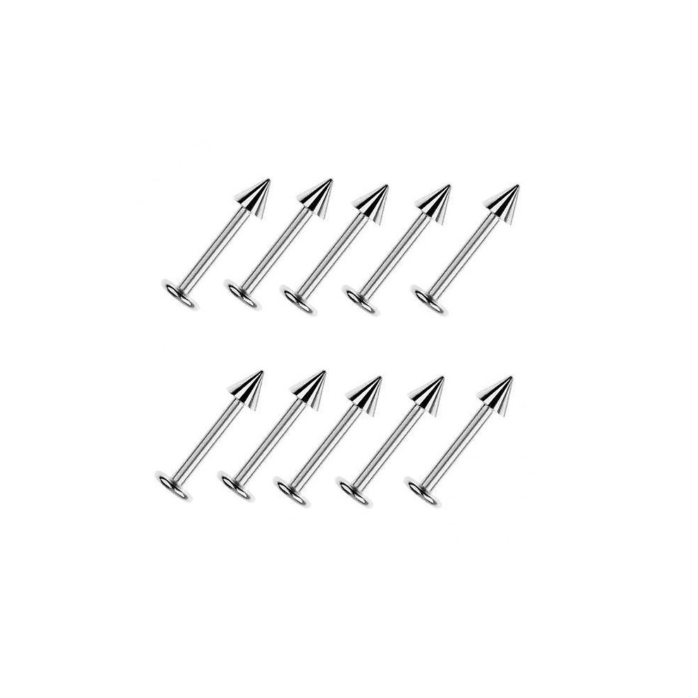 3X10pcs Stainless Steel Labret Lip Ring Spike Stud Piercing Chip Bars Silver