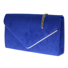 (Royal Blue) Girly Handbags Faux Suede Envelope Clutch Bag