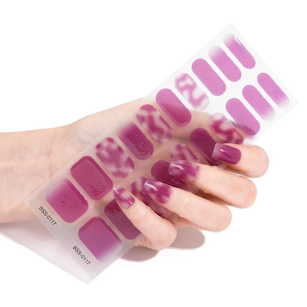 Semicured Gel Nail Stickers Uv/led Lamp Required 20pcs Gel Nail Polish Wraps