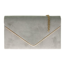 (Grey) Girly Handbags Faux Suede Envelope Clutch Bag