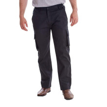 (Black, XL) Mens Cargo Straight Trousers 100% Cotton Twill Elasticated Zip Fly Work Pants