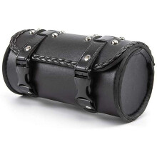 Motorcycle Fork Bag Pu Leather Bicycle Handlebar Tool Pouch Sissy Bar Roll Storage Bag Saddle Bag - Refurbished