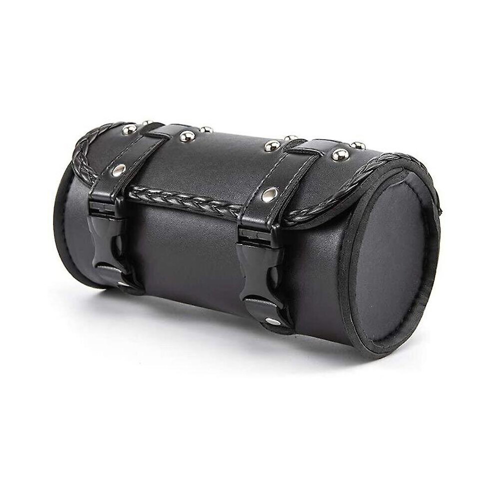 Motorcycle Fork Bag Pu Leather Bicycle Handlebar Tool Pouch Sissy Bar Roll Storage Bag Saddle Bag