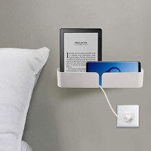 Wabjtam Bedside Bed Organizer Storage Rack Shelf Caddy Self Stick On Wall Mounted Damage Free Installation - Perfect For Phone Charging Bedtime Readin