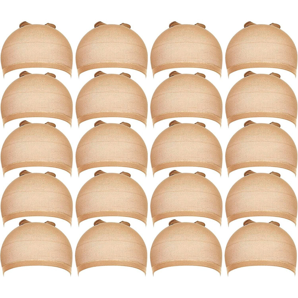 20Pcs Stocking Caps For Lmell Wigs. Beige Wig Cap For Lmell Women. Stretchy Nylon Wig Cap Cream