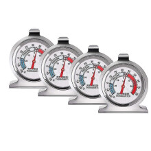 4-Pack Large Dial Refrigerator & Freezer Thermometers - Stainless Steel, 2-inch Dial, -20 to 80C, No Battery, Easy Mount with Wide Base & Hook