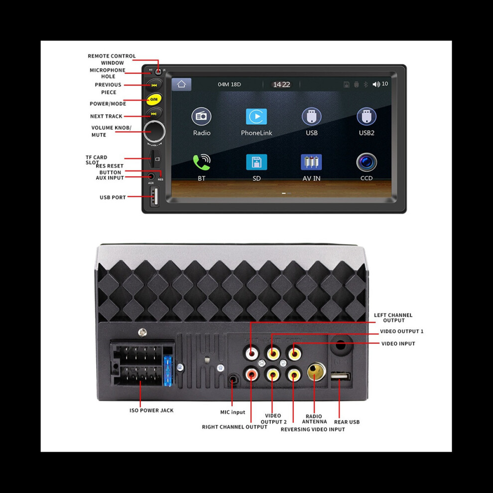 Double Din Car Stereo,CarPlay Android Auto 7In Touch Screen Radio