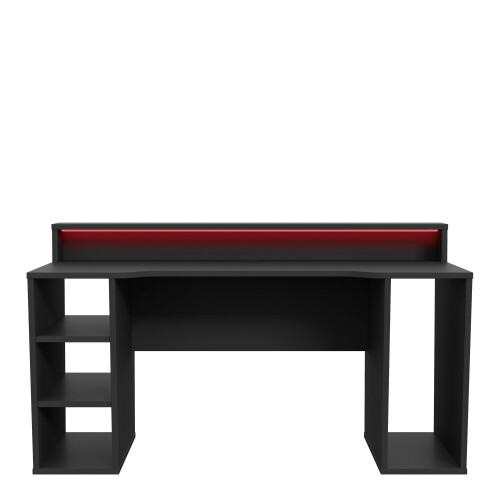 Loadout Black Gaming Desk 2 Shelves with Colour Changing LED 1