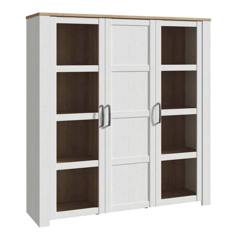 Bohol Large Display Cabinet In Riviera Oak/White