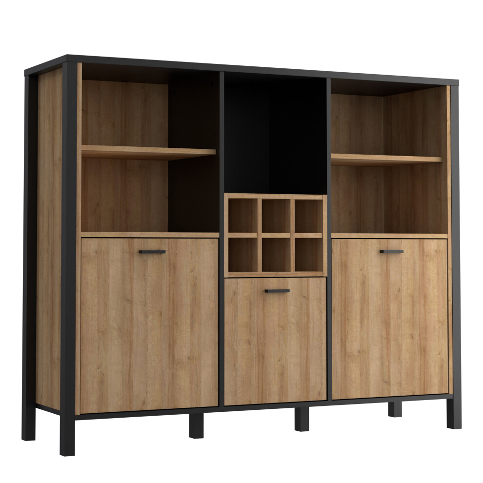 High Rock Shelf Unit in Matt Black/Riviera Oak-image-OPC-PCHCR8V-NEW