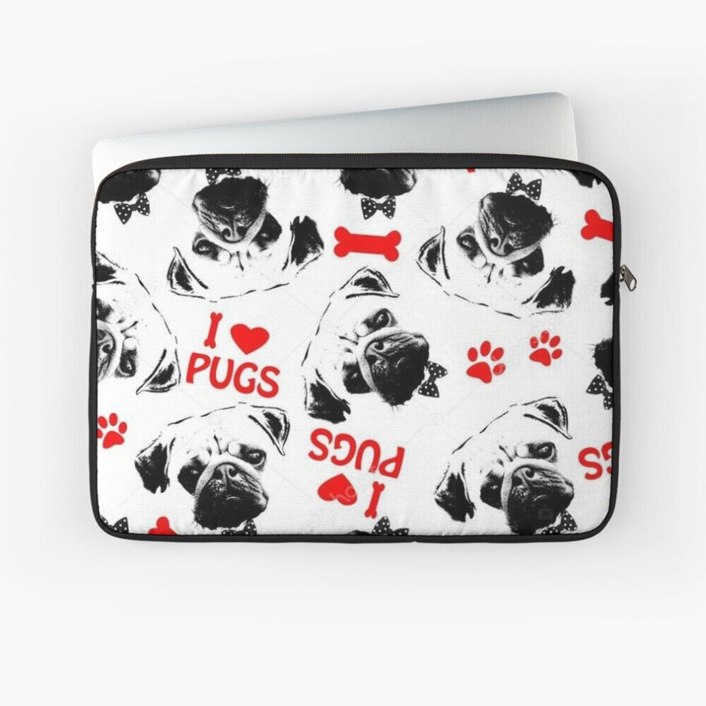 Laptop Sleeve Pug Dog Art Pugs Puppy Funny Cute Dogs I Love Pugs 10 12 13 15 17 Inch Case Notebook Tablet Carrying Bag Cover 7802738508642