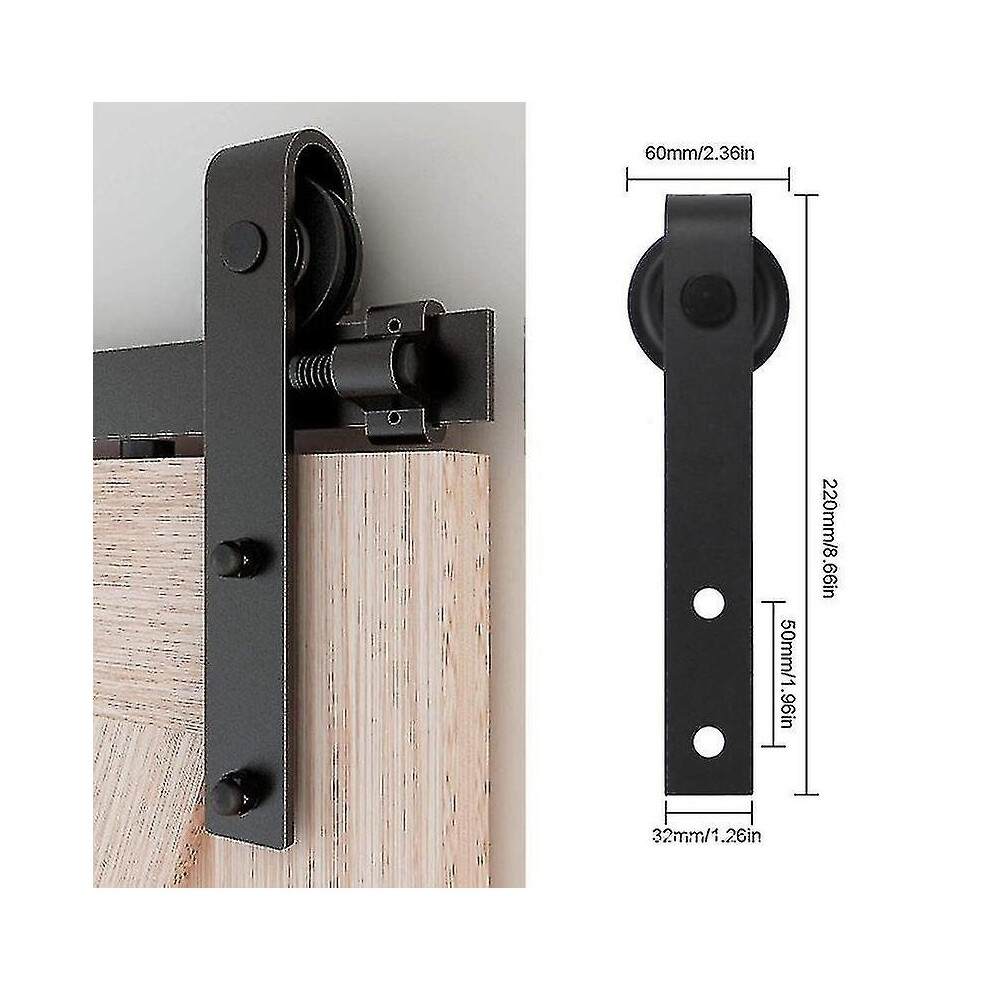 Set Of 2 Sliding Barn Door Hanger Rollers Hardware Sliding Door Track Kit, Only 2Pcs Rollers (No Track) Black