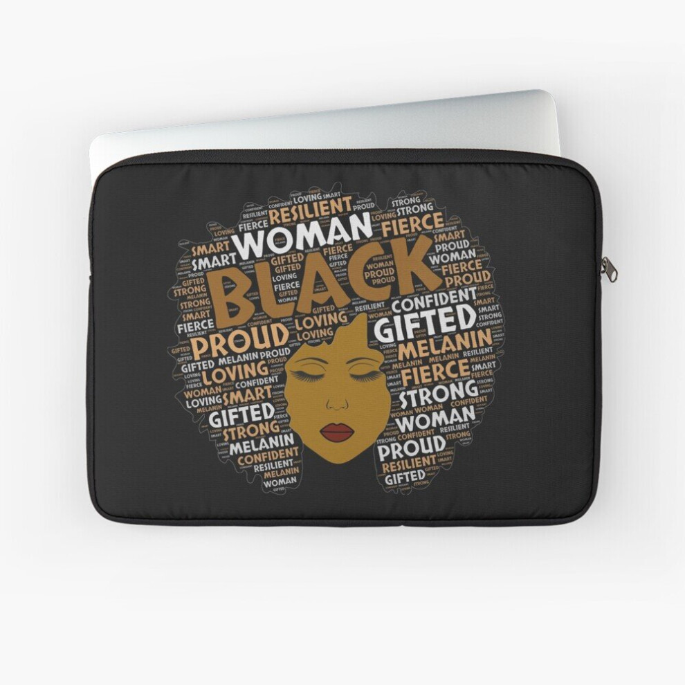 Laptop Sleeve Girl / Woman Words In Afro Art 10 12 13 15 17 Inch Case Notebook Tablet Carrying Bag Cover Black 7802738413380
