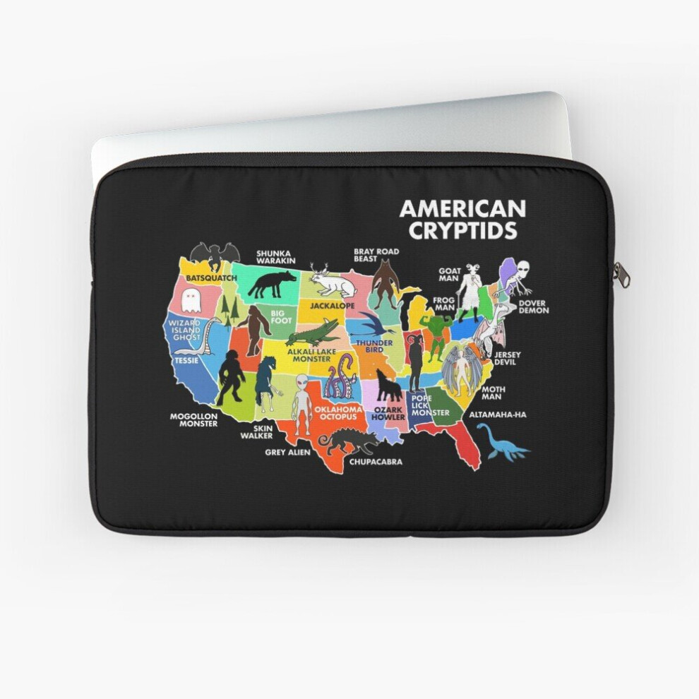 Laptop Sleeve Map Of Cryptids In The Us 10 12 13 15 17 Inch Case Notebook Tablet Carrying Bag Cover 7802738491326