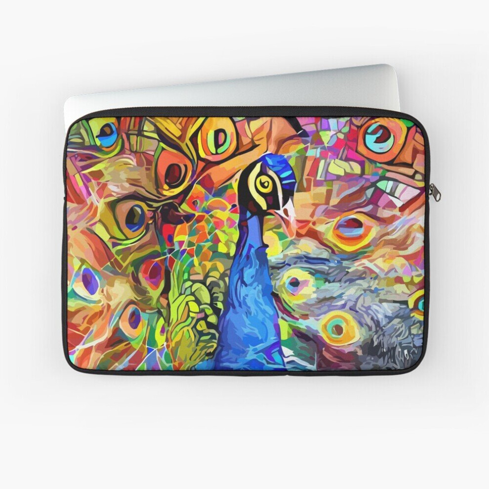 Laptop Sleeve Vibrant Abstract Impressionist Peacock Portrait Painting 10 12 13 15 17 Inch Case Notebook Tablet Carrying Bag Cover 7802738498929