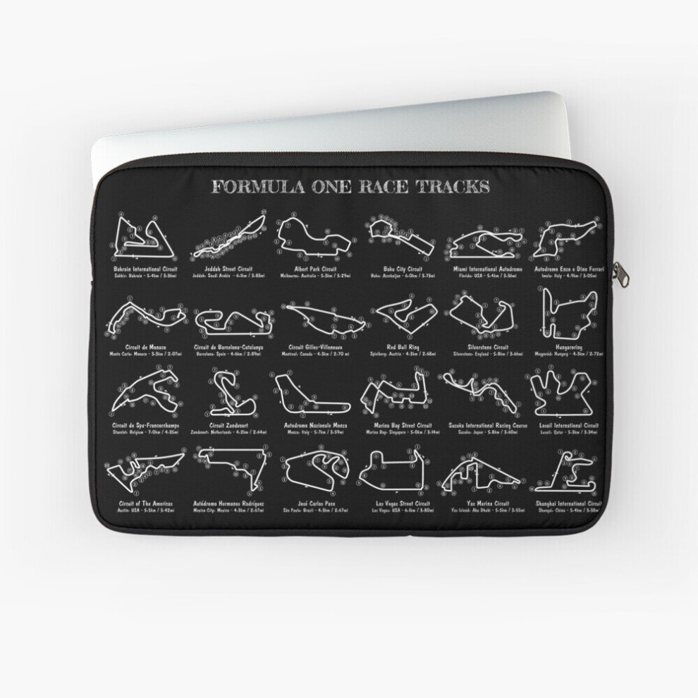 Laptop Sleeve F1 Race Tracks ( Stencil-No Background) 10 12 13 15 17 Inch Case Notebook Tablet Carrying Bag Cover White 7802738436778