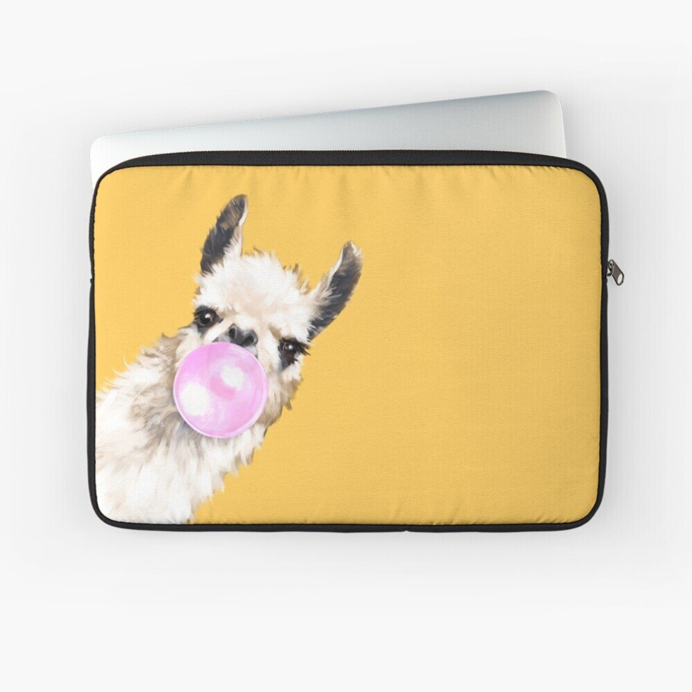 Laptop Sleeve Bubble Gum Sneaky Llama In Mustard 10 12 13 15 17 Inch Case Notebook Tablet Carrying Bag Cover Yellow 7802738414462