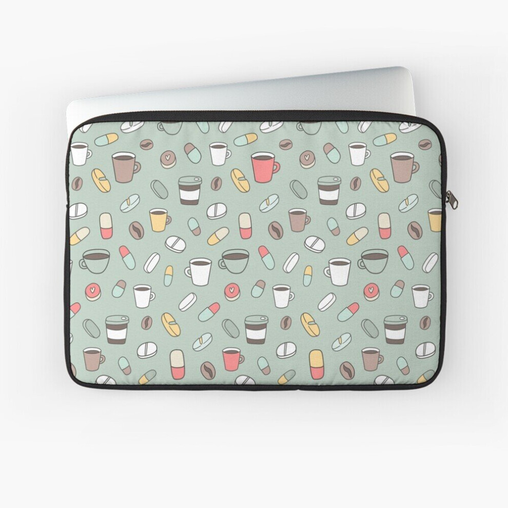 Laptop Sleeve Pills And Coffee 10 12 13 15 17 Inch Case Notebook Tablet Carrying Bag Cover Brown 7802738424416