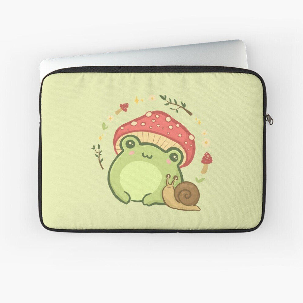 Laptop Sleeve Super Cute Kawaii Frog With Toadstool Mushroom Snail - Cottagecore 10 12 13 15 17 Inch Case Notebook Tablet Carrying Bag Cover 7802738414189