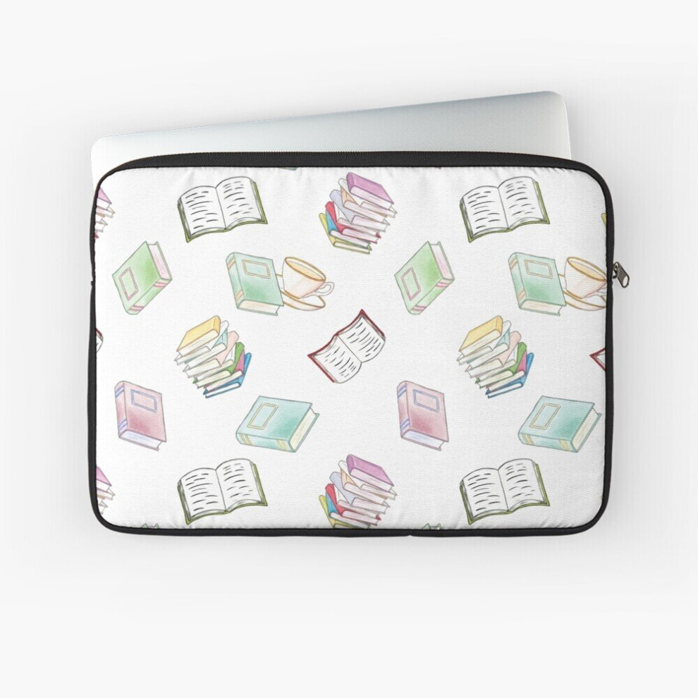 Laptop Sleeve Book Nerd! Watercolor Pattern Illustration Of Books Tea 10 12 13 15 17 Inch Case Notebook Tablet Carrying Bag Cover 7802738469813