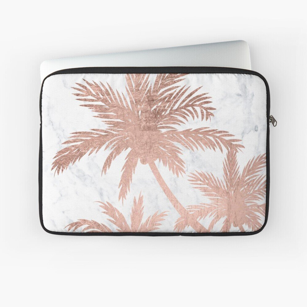 Laptop Sleeve Tropical Simple Rose Gold Palm Trees White Marble 10 12 13 15 17 Inch Case Notebook Tablet Carrying Bag Cover White,Gold 7802738424096