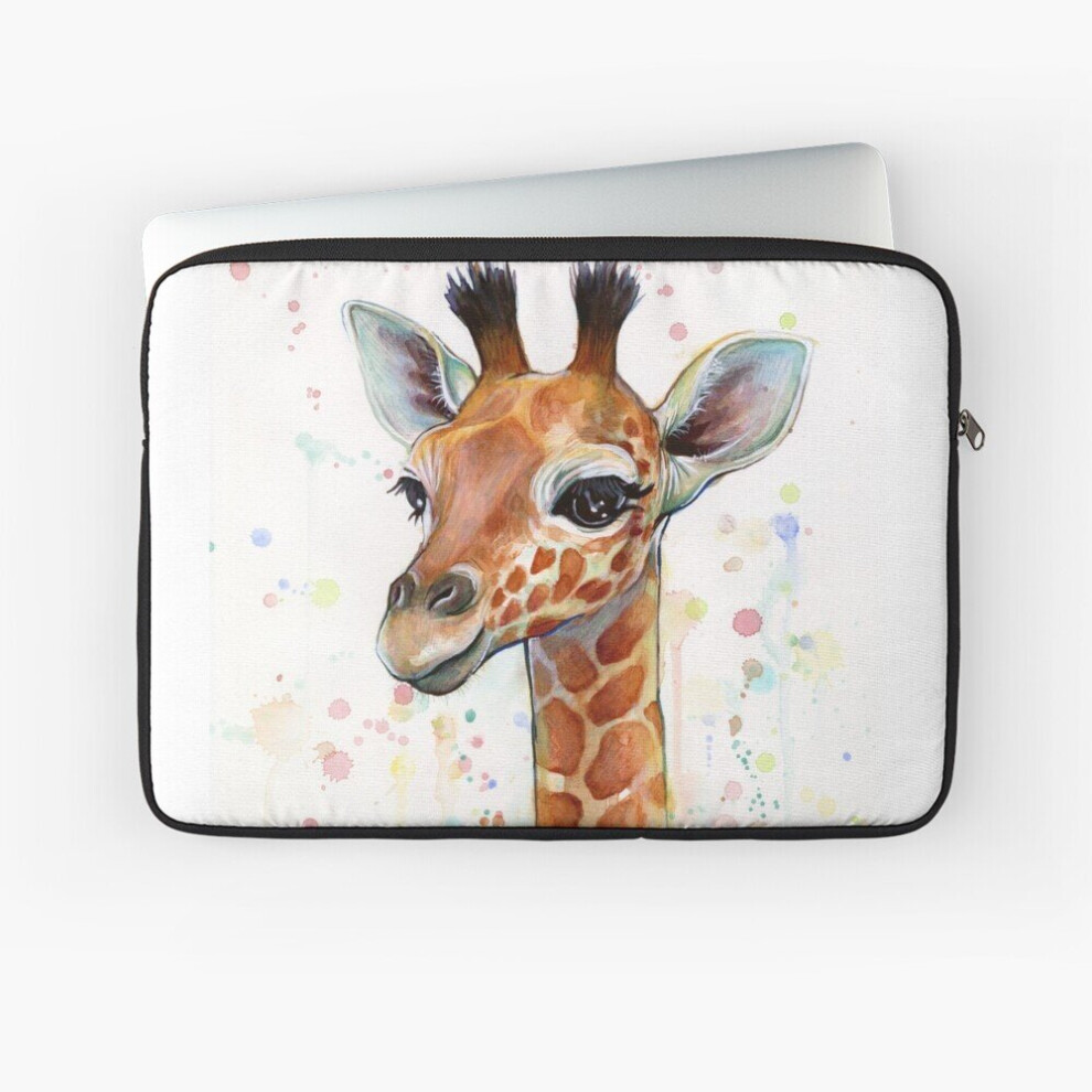Laptop Sleeve Baby Giraffe Watercolor Painting, Nursery Art 10 12 13 15 17 Inch Case Notebook Tablet Carrying Bag Cover 7802738419566