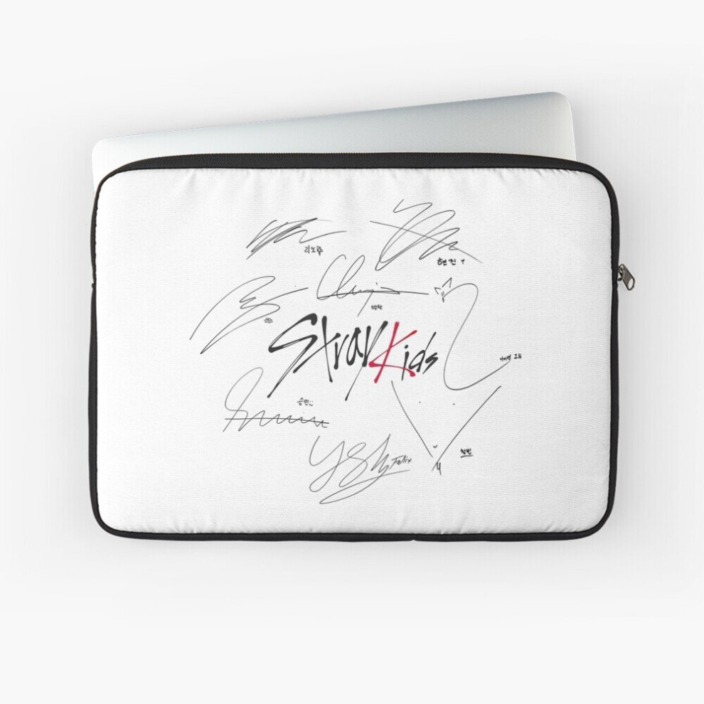 Laptop Sleeve Stray Kids OT8 - Logo with Signatures (white) 10 12 13 15 17 Inch Case Notebook Tablet Carrying Bag Cover