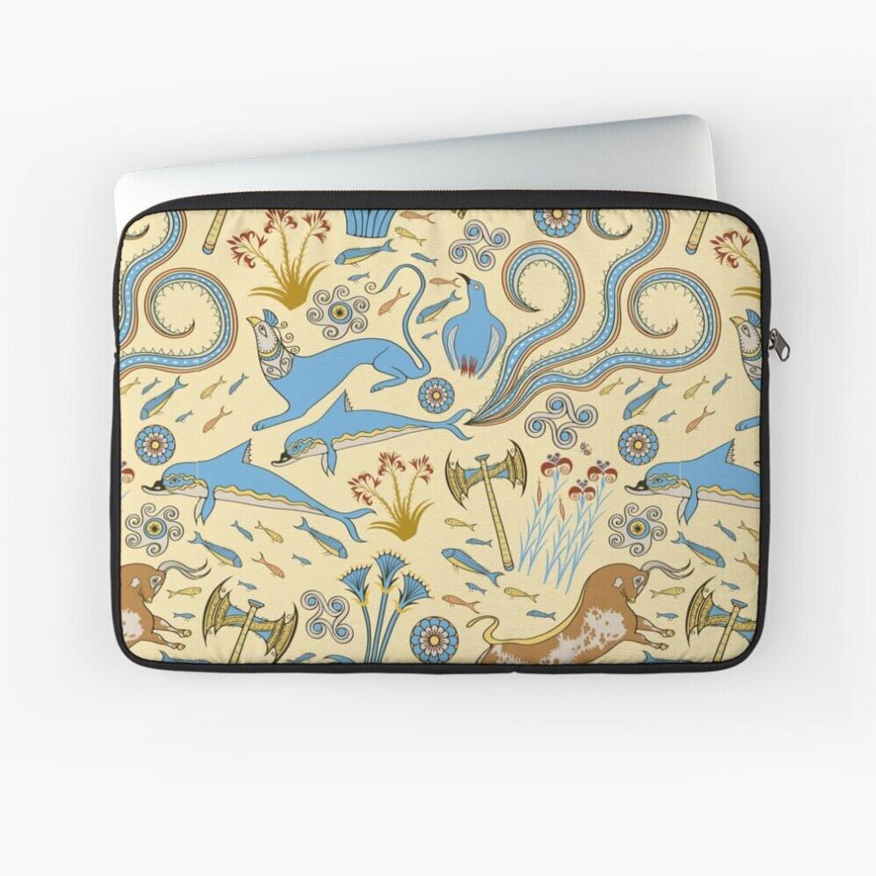 Laptop Sleeve Minoan Fresco Motifs Pattern 10 12 13 15 17 Inch Case Notebook Tablet Carrying Bag Cover 7802738453454