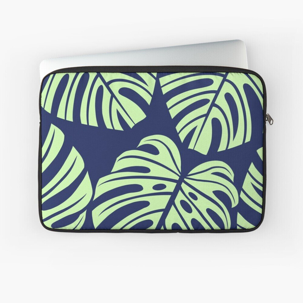 Laptop Sleeve Monstera Leaves On Navy 10 12 13 15 17 Inch Case Notebook Tablet Carrying Bag Cover Blue 7802738457421