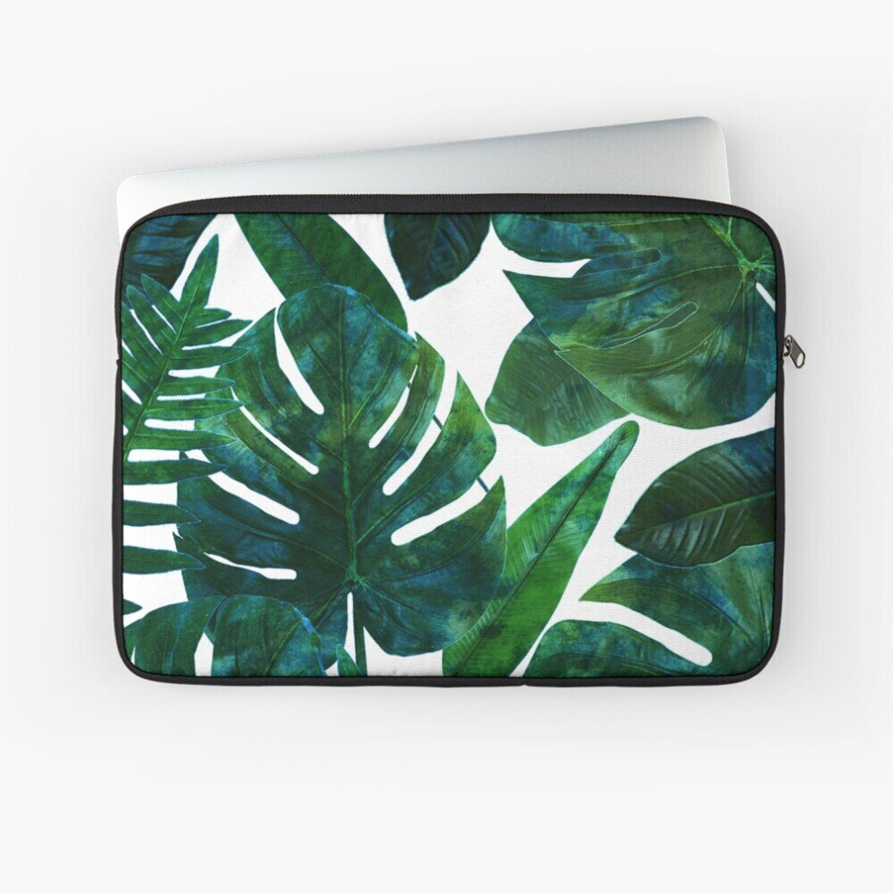 Laptop Sleeve Tropical Nature Monstera Watercolor Painting, Botanical Jungle Palm 10 12 13 15 17 Inch Case Notebook Tablet Carrying Bag Cover Dark 7802738430608