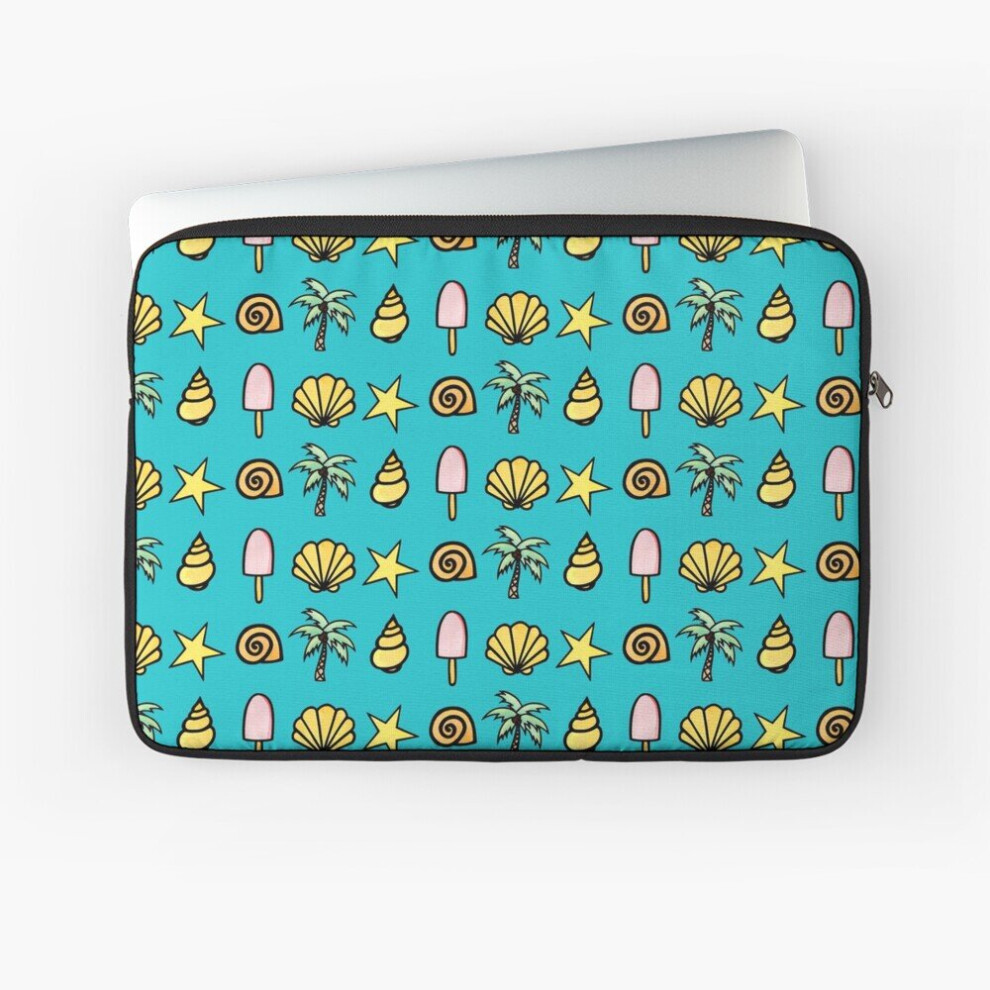 Laptop Sleeve Ice Shells, Palm Tree's And Starfish Pattern 10 12 13 15 17 Inch Case Notebook Tablet Carrying Bag Cover Cream 7802738493047