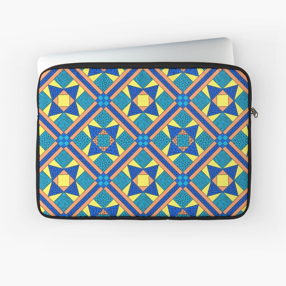 Laptop Sleeve Porto Tile Blue And Yellow 10 12 13 15 17 Inch Case Notebook Tablet Carrying Bag Cover Blue,Yellow 7802738505504