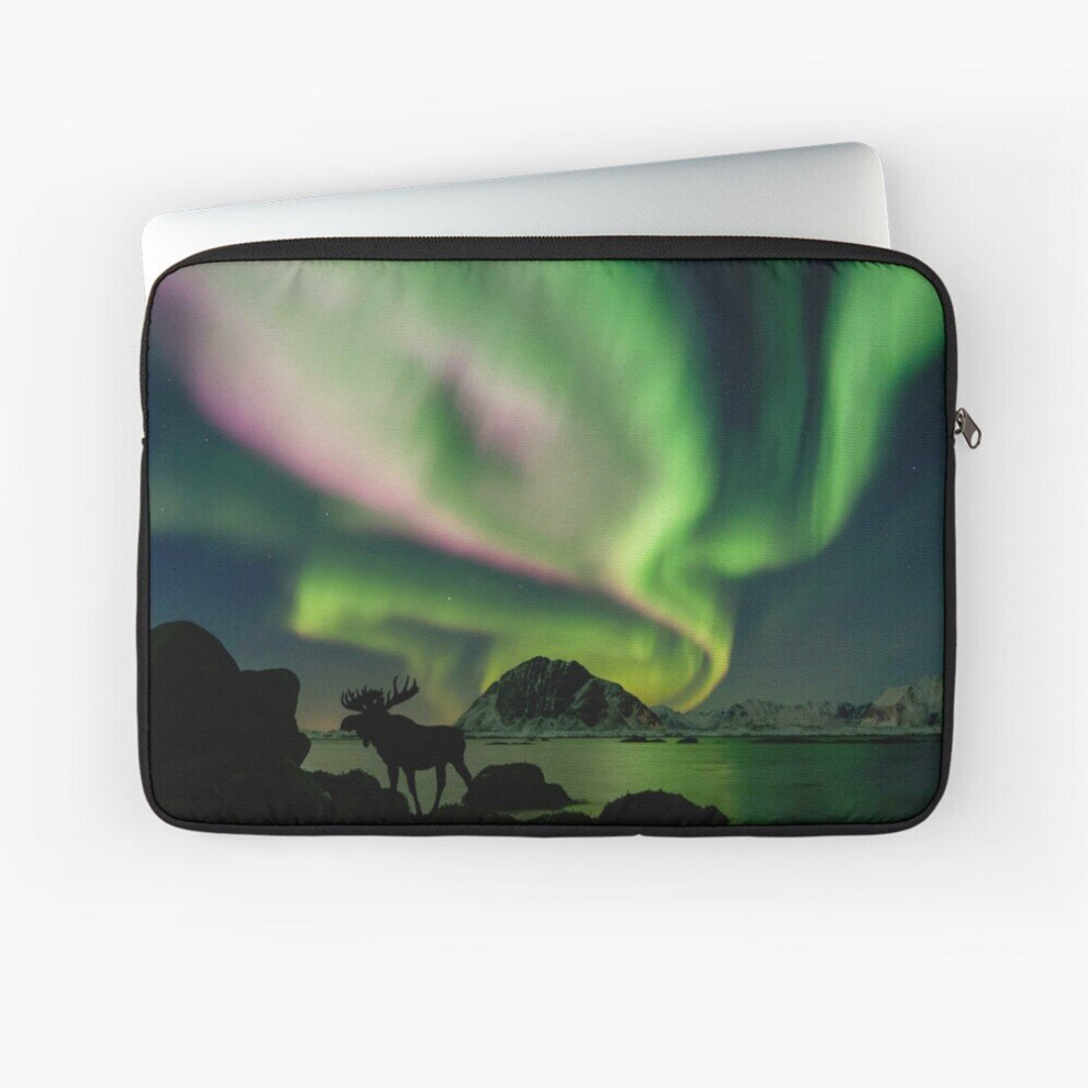 Laptop Sleeve Moose With Northern Lights 10 12 13 15 17 Inch Case Notebook Tablet Carrying Bag Cover 7802738458794