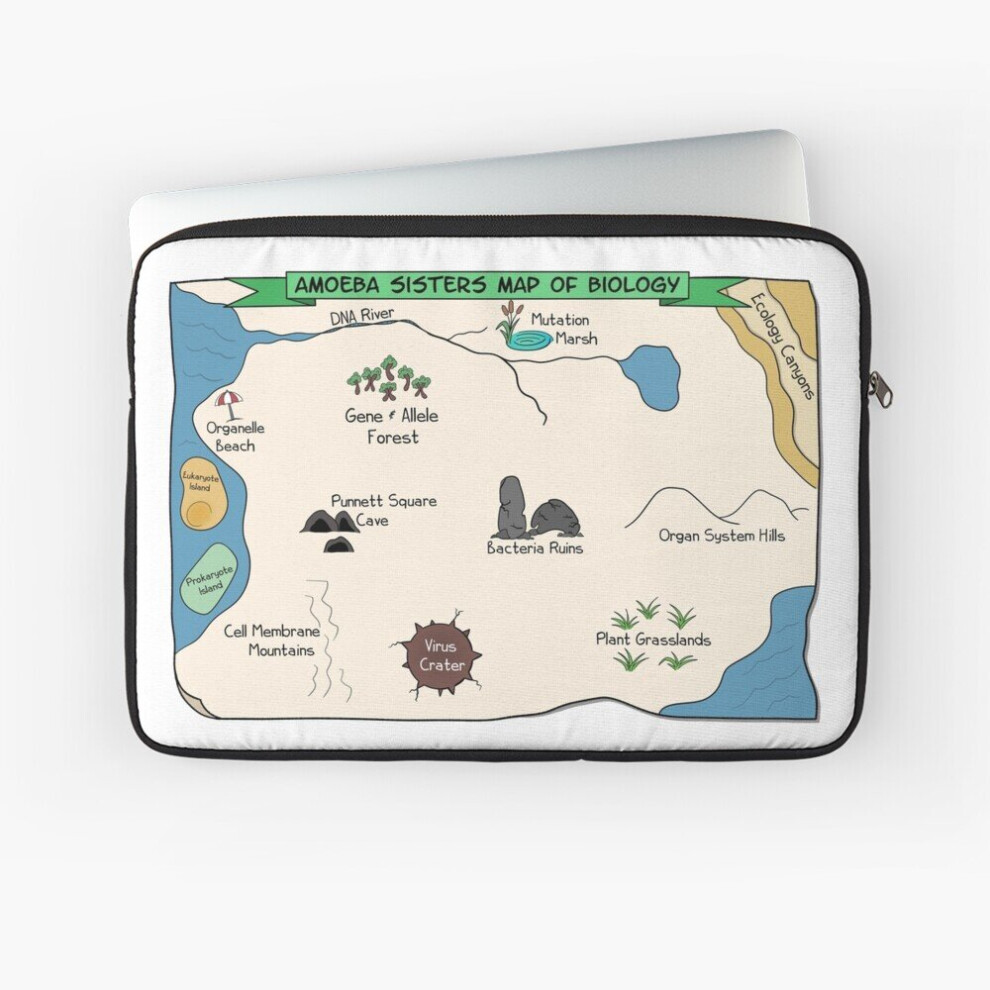 Laptop Sleeve Amoeba Sisters Biology Map 10 12 13 15 17 Inch Case Notebook Tablet Carrying Bag Cover 7802738483987