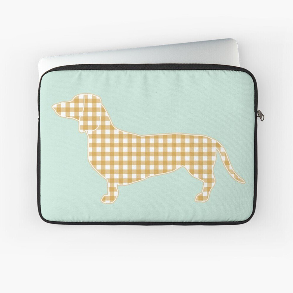 Laptop Sleeve Gingham Dachshund Fawn 10 12 13 15 17 Inch Case Notebook Tablet Carrying Bag Cover Cream 7802738435139