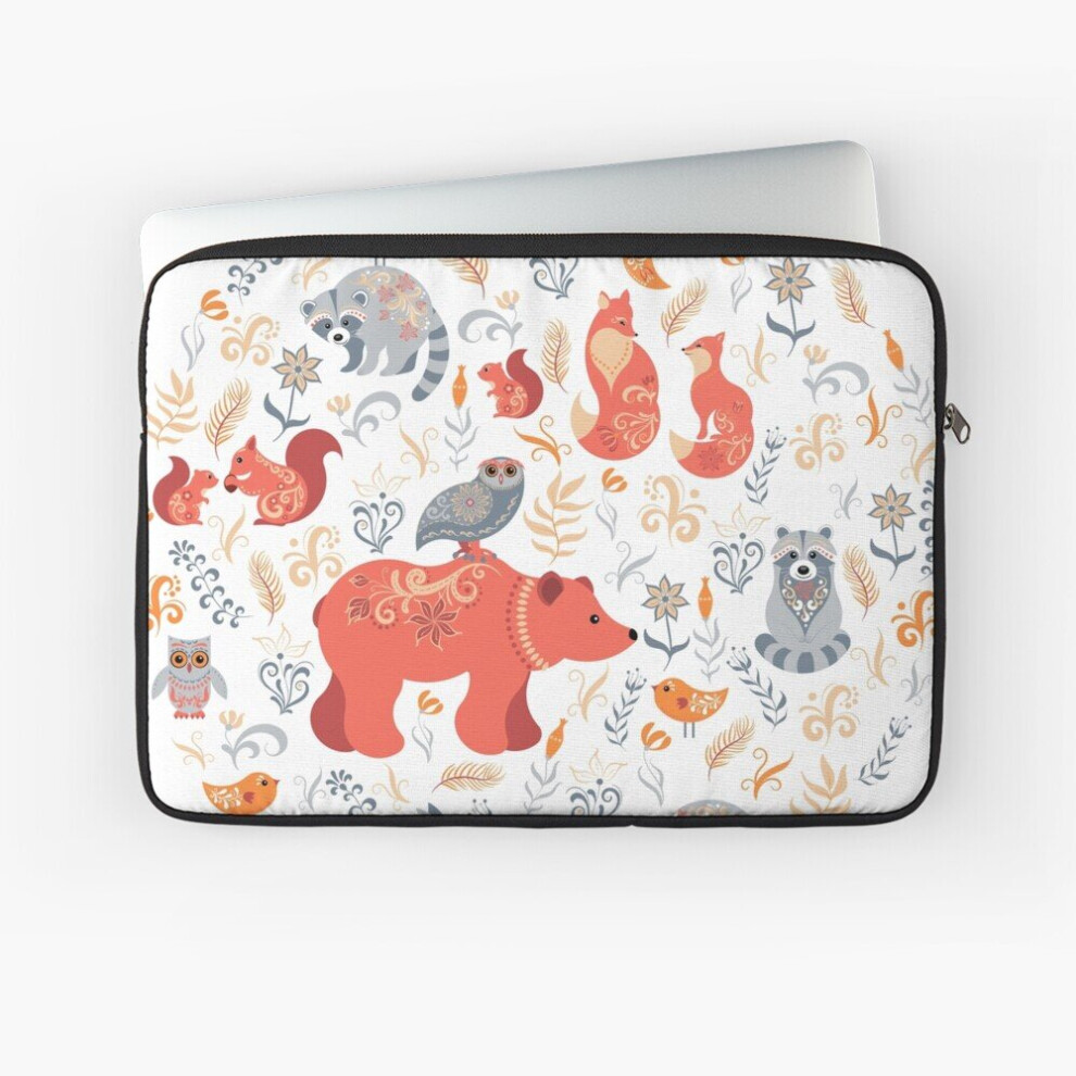Laptop Sleeve Fairy-Tale Forest. Fox, Bear, Raccoon, Owls, Rabbits, Flowers And Herbs 10 12 13 15 17 Inch Case Notebook Tablet Carrying Bag Cover 7802738479157