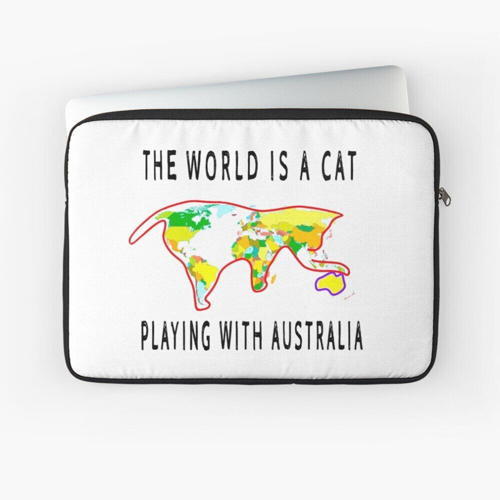 Laptop Sleeve The World Is A Cat Playing With Australia T-Shirts 10 12 13 15 17 Inch Case Notebook Tablet Carrying Bag Cover 7802738453812