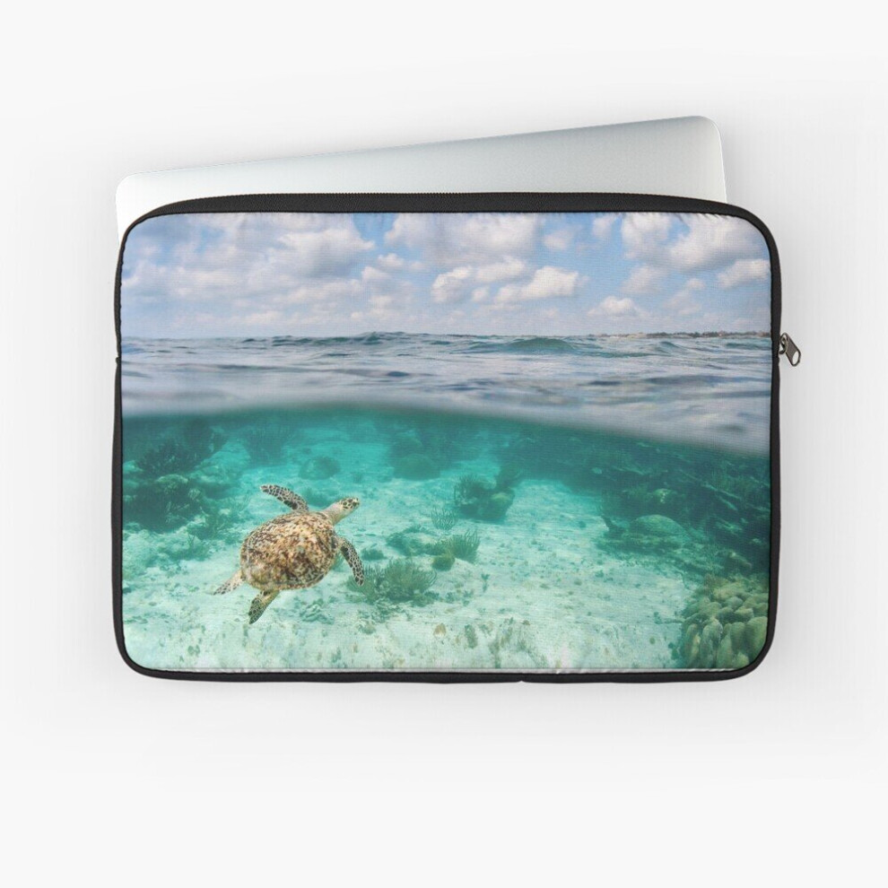 Laptop Sleeve Over Under Shot, Sea Turtle 10 12 13 15 17 Inch Case Notebook Tablet Carrying Bag Cover Green 7802738431957