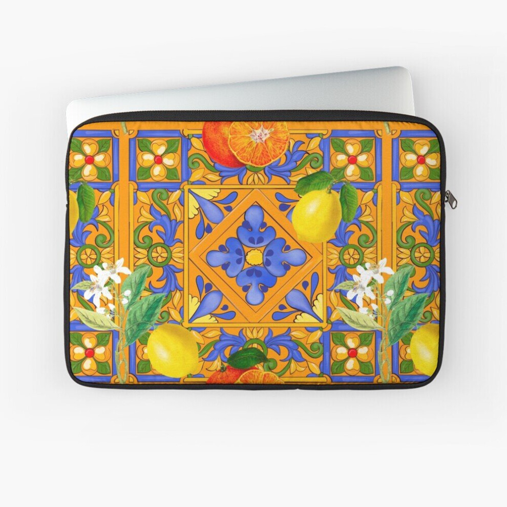 Laptop Sleeve Summer ,Sicilian Tiles ,Citrus,Oranges,Majolica,Lemons ,Mediterranean 10 12 13 15 17 Inch Case Notebook Tablet Carrying Bag Cover 7802738484410