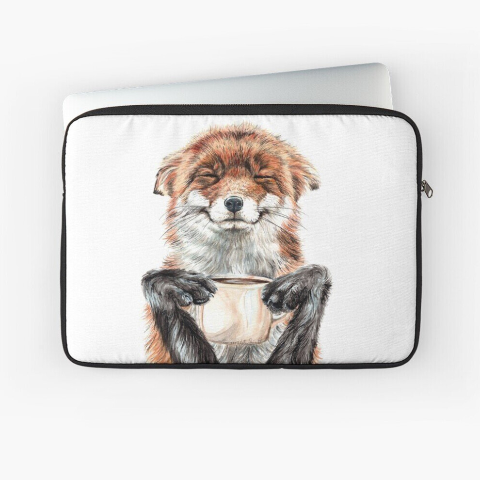 Laptop Sleeve Morning Fox - Cute Coffee Animal 10 12 13 15 17 Inch Case Notebook Tablet Carrying Bag Cover Brown 7802738475005