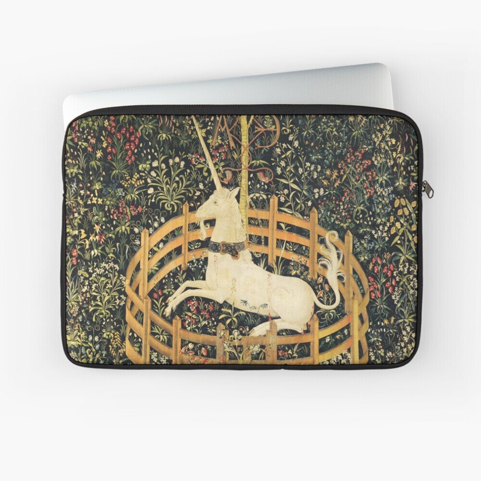 Laptop Sleeve Unicorn And Gothic Fantasy Flowers, Floral Motifs 10 12 13 15 17 Inch Case Notebook Tablet Carrying Bag Cover Green 7802738459913